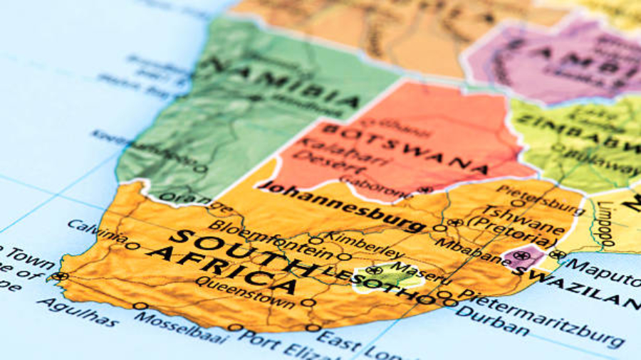 Map of South Africa Republic. Detail from the World Atlas.